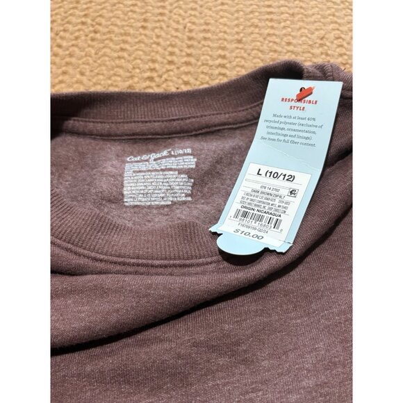 Cat & Jack Sweatshirt Boys Dark Brown Fleece Crewneck Sweater Size L (10-12) - Picture 2 of 4